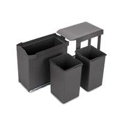 Poubelles recyclage la cuisine 2 x 14L fixation inf. extraction auto. Acier plastique Anthracite