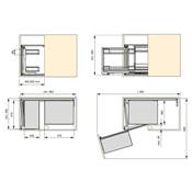 Angle extractible meubles cuisine Titane ouverture gauche acier bois Anthracite