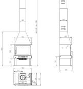 C-300 TFK - cheminée à bois en acier, bûcher, avec turbine, verre sérigraphié , Foyer fonte