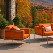 Salon jardin 4 à 5 places sofa 2 places 2 fauteuils table basse tropical terracota