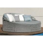 Bain de soleil lit de jardin 2 places rond diamètre 170cm anthracite grise gris clair