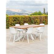 2 Fauteuils à manger Finition Aluminium et Résine tissus blanc