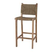 Lot 2 Tabourets hauts bois et fibre marine style méditerranéen naturel