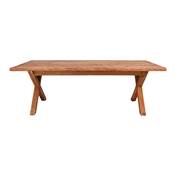 Table bois de pin recyclé massif style vintage pieds bois croix 220cm