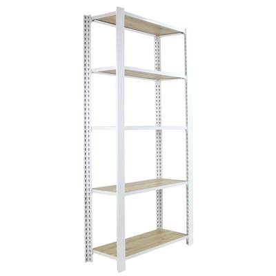 Étagère en métal blanc nodi 5 étagères charge 200 kgs dim.2100x1600x300mm sans vis