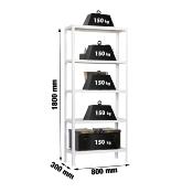 Étagère en métal  5 étagères charge 100 kgs dim.1802x810x310mm sans vis