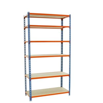 Étagère en métal bleu orange bois 6 étagères 200 kgs dim.2500x1100x300mm sans vis