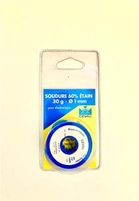 Soudure etain 60% - 1mm 30g