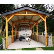 Abri 2 pentes Bois Douglas France Carport Auvent Camping-car 400x800cm H 320cm