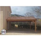 Abri 2 pentes Adossé Bois Douglas France Carport Auvent voiture 500x1150cm H 250cm