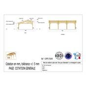 Abri 2 pentes Faitage Décalé Bois Douglas France Carport Auvent voiture 550x950cm H 250cm