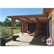 Abri Toit Plat Adossé Bois Douglas France Carport Auvent voiture 500x650cm H 250cm