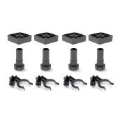 Kit pieds Vérins Bone base carrée meubles haut. 100mm réglable 98-140mm plastique Noir