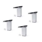 Lot 4 pieds meuble Alumix 1 haut. 100mm plastique chromé