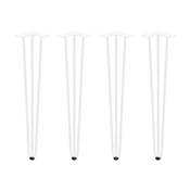 Lot 4 pieds Hairpin 3 fils par table haut. 710mm Acier blanc
