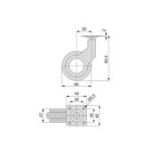 Lot 4 roulettes Hole 2 plétine montage diam. 60mm Acier plastique noir