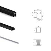 Kit quincaillerie armoire 2 portes couli. s f. souple Placard 74 poignée Sharp ép. 16mm Noir