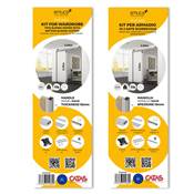 Kit ferrures Placard 81 2 coulissants fermeture souple profilé Wave ép. 18mm Anodisé mat