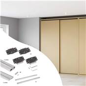 Système montage surface Flow 2 kit une armoire 2 portes coulissantes bois fermeture souple.
