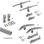 Kit fixation 1 étagère bois 1 mod. 1 tringle suspension long. 1m Zero Zamak Gris pierre peint