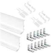 Kit 2 profils supérieurs Gola meubles cuisine long. 2,35m accessoires alu. blanc.