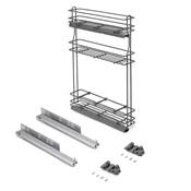 Porte-bouteilles extractible f. amortie gauche 3 plateaux mod. 150mm Acier Anthracite