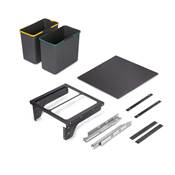 Bac tri sélectif montage latéral sur meuble cuisine Recycle 2x24L Acier plastique Anthracite