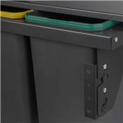 Bac tri sélectif montage latéral sur meuble cuisine Recycle 2x24L Acier plastique Anthracite