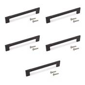Lot 5 poignées meubles Sofia L221mm entraxe 192mm alu. noir