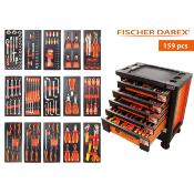 Servante d'atelier 6 tiroirs équipée 159 outils dans 15 modules