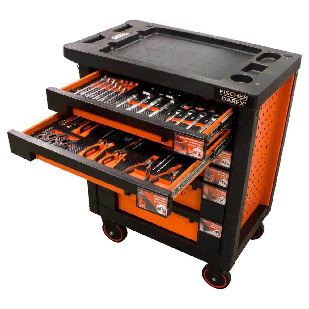Servante d'atelier 6 tiroirs équipée 44 outils dans 6 modules, 810486,  FISCHER-DAREX