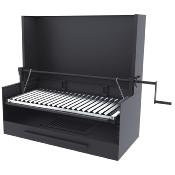 Barbecue charbon de bois 80 cm avec paravent et levateur