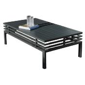 Salon de jardin 5 place anthracite blanc anais table basse rectangulaire 150cm