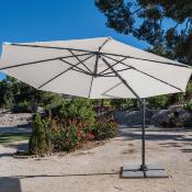 Parasol de jardin rond déporté diamètre 350cm mât 80x50mmanthracite tissus beige