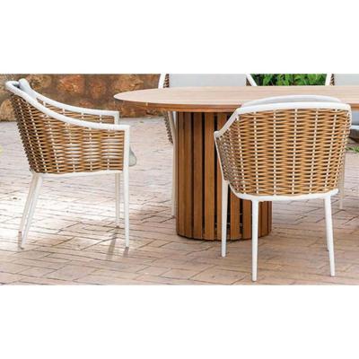 2 Fauteuils à manger structure blanche tissus gris résine tressée