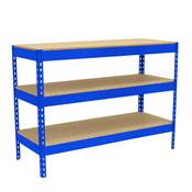 Table de travail en métal bleu bois charge 400 kgs dim.900x1200x450mm sans vis