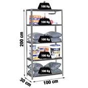 Étagère en métal anthracite 5 étagères charge 100 kgs dim.2000x1000x300mm à visser