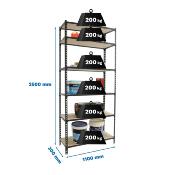 Étagère en métal anthracite bois 6 étagères 200 kgs dim.2500x1100x300mm sans vis