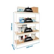 Étagère en métal blanc bois étagères charge 300 kgs dim.2000x1200x450mm sans vis
