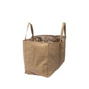 Sac porte bûches en jute naturel 60x30x40cm 330 g/m² intérieur plastifié beige