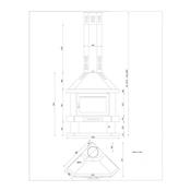 Cheminée à bois de coin en acier, verre sérigraphié, bûcher inférieur 14.5 Kw