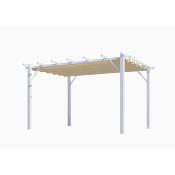 Pergola aluminium structure blanche 12 m² toile d'ombrage