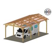 Abri 2 pentes Bois Douglas France Carport Auvent Camping-car 350x1250cm H 320cm