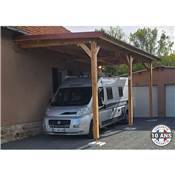 Abri Toit Plat Adossé Bois Douglas France Carport Auvent Camping-car 450x800cm H 320cm