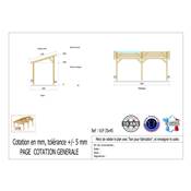 Abri 1 pente Bois Douglas France Carport Auvent voiture 350x450cm H 250cm