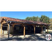 Abri 2 pentes Bois Douglas France Carport Auvent voiture 650x800cm H 250cm