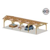 Abri 2 pentes Faitage Décalé Bois Douglas France Carport Auvent voiture 550x1150cm H 250cm
