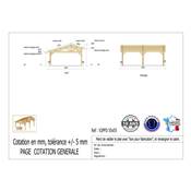 Abri 2 pentes Faitage Décalé Bois Douglas France Carport Auvent voiture 550x550cm H 250cm