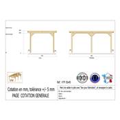 Abri Toit Plat Bois Douglas France Carport Auvent voiture 350x450cm H 250cm