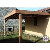 Abri Toit Plat Adossé Bois Douglas France Carport Auvent voiture 500x400cm H 250cm